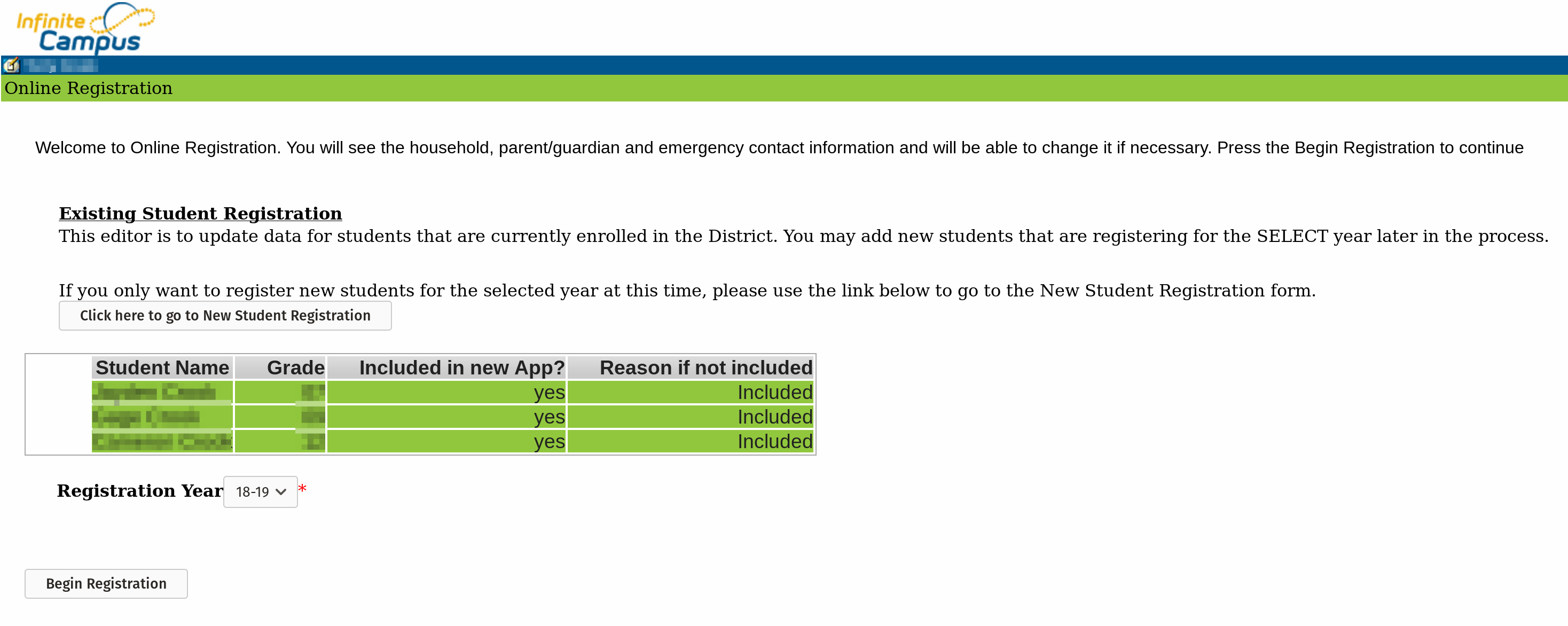 Returning Registration