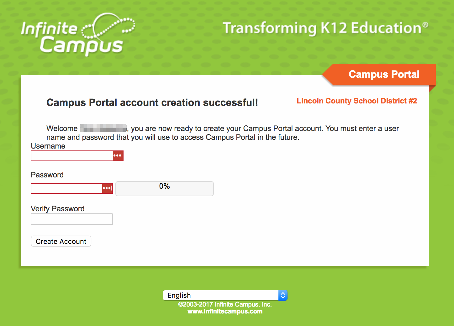 username password creation